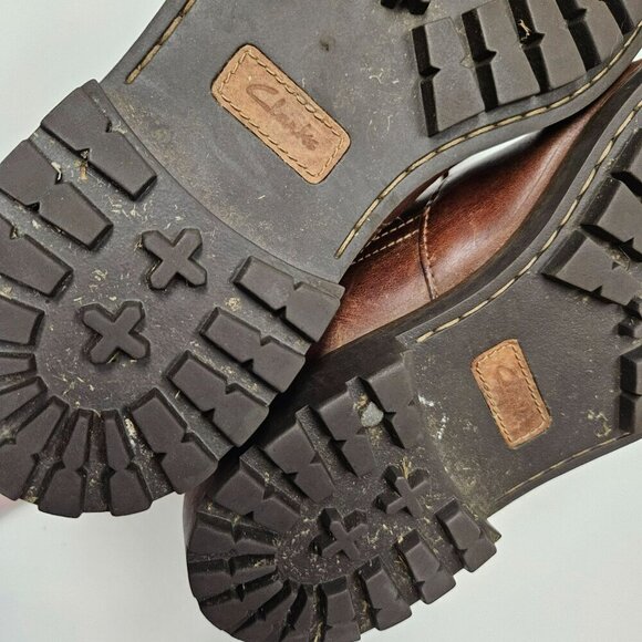 Clarks Mens Brown Leather Lace-Up Chukka Boots Size 9 M - Picture 11 of 13